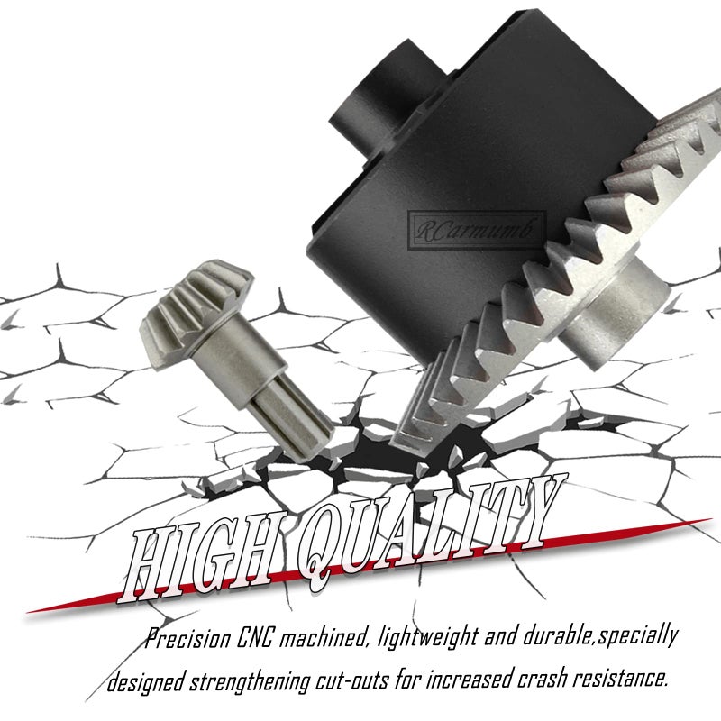 Rcarmumb Upgrades Part for 1/10 Arrma Granite/Senton/Vorteks/Big Rock 3S BLX,1/10 Outcast/Kraton 4S BLX 4X4,1/8 Vendetta/Typhon 3s blx,Steel 37T Main Gear & Differential Case & Input Gear 13T,Black - Image 5